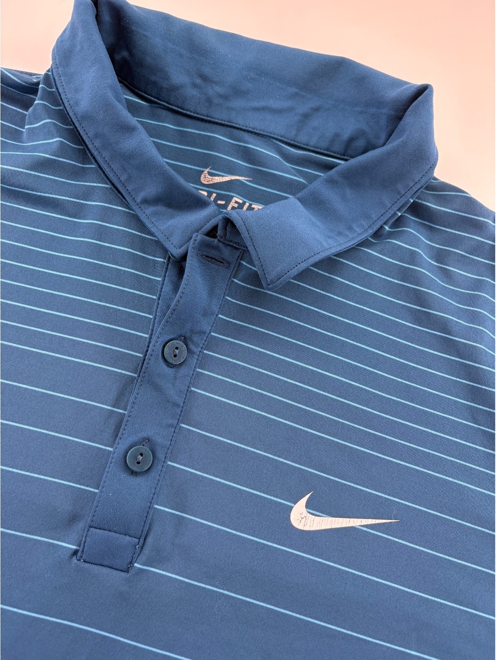 Nike Golf Dri-FIT Polo Men XL Navy Blue Striped Performance